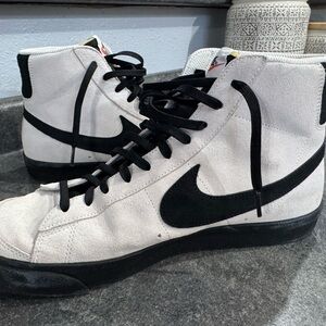 Nike iD Blazer Men's Cream and Black High-Top Sneakers